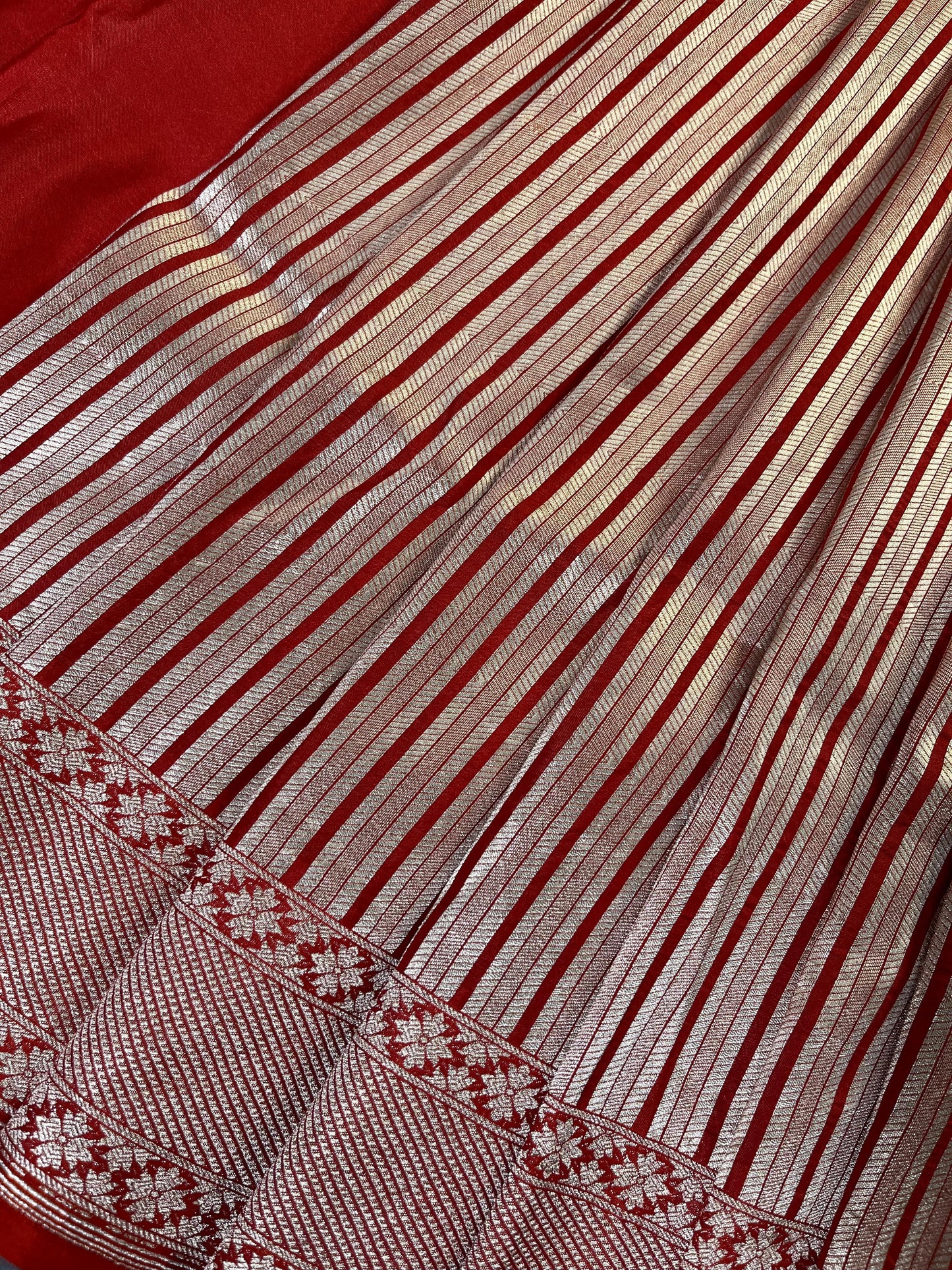 REDDISH ORANGE KATAN TISSUE PURE HANDLOOM BANARASI SAREE