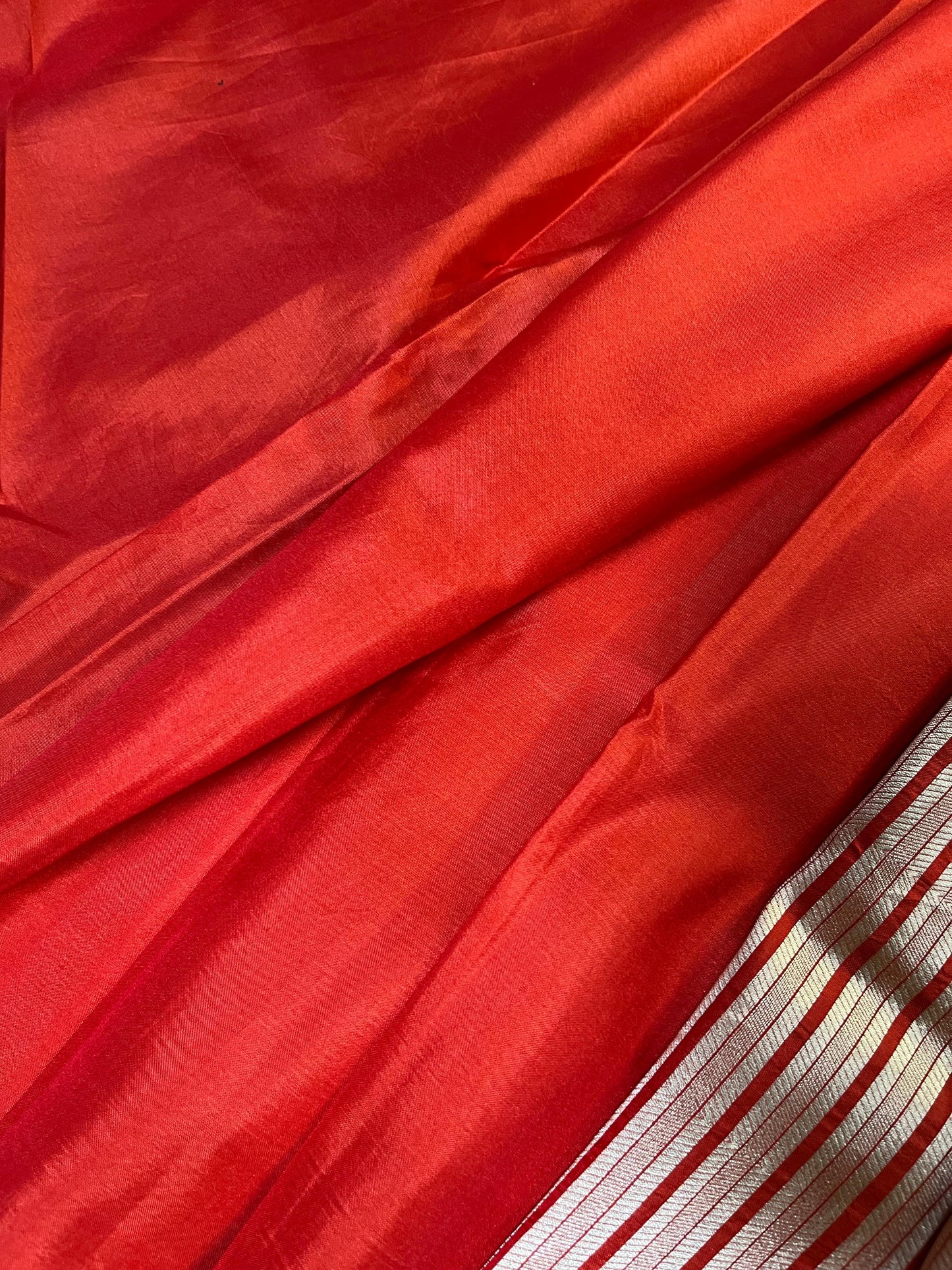 REDDISH ORANGE KATAN TISSUE PURE HANDLOOM BANARASI SAREE