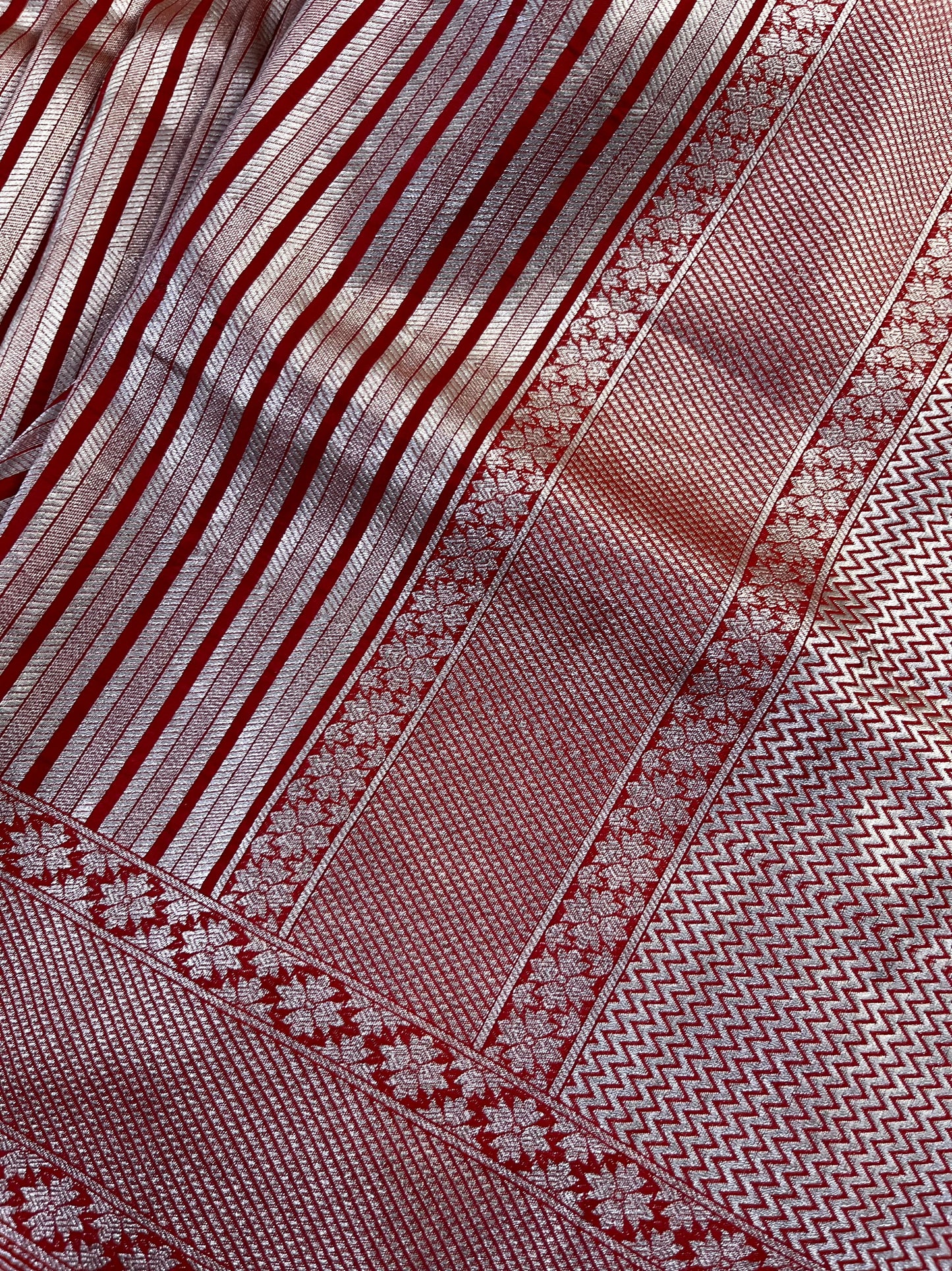 REDDISH ORANGE KATAN TISSUE PURE HANDLOOM BANARASI SAREE