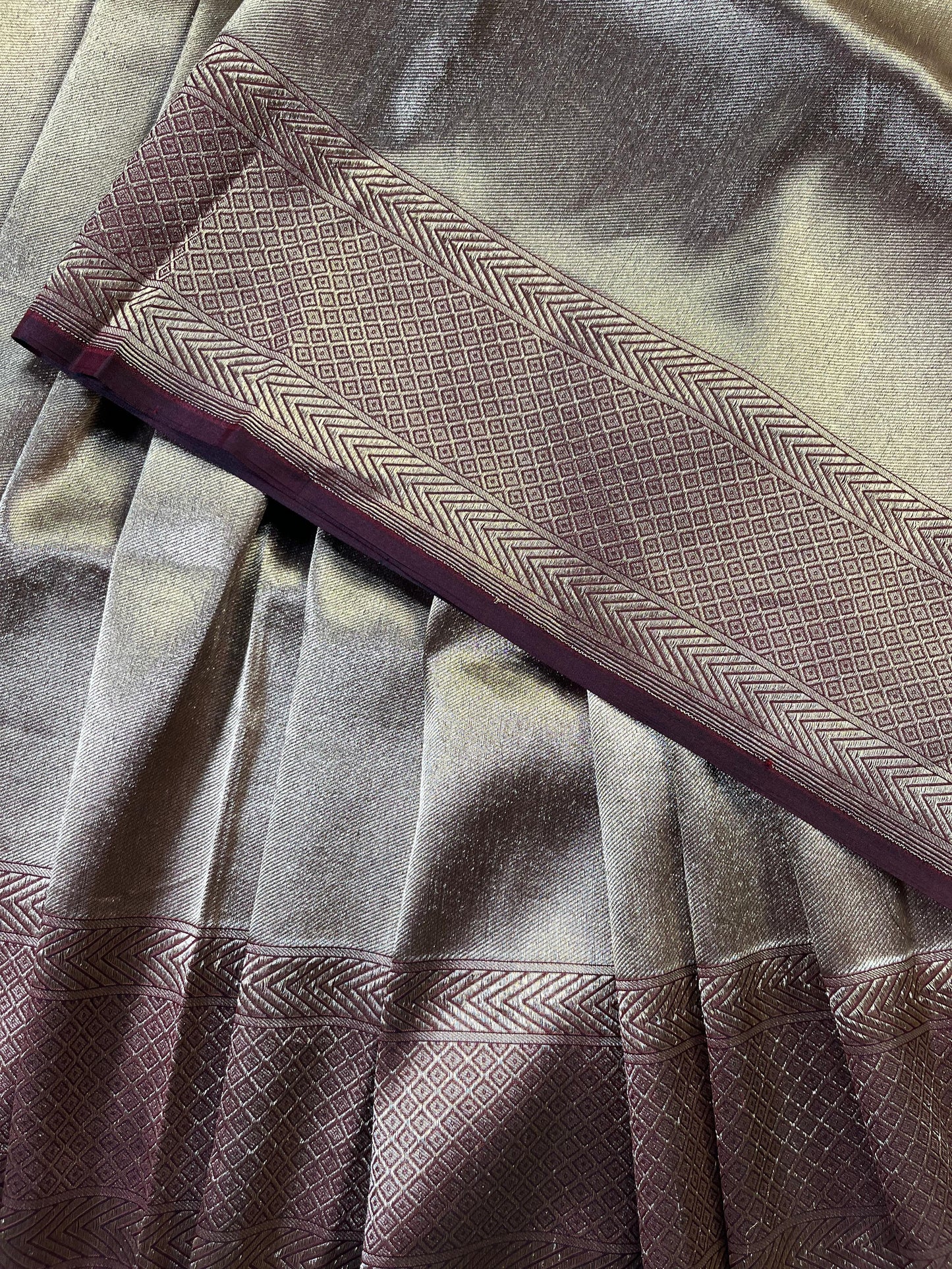MARRON ROSE GOLD KATAN TISSUE PURE HANDLOOM BANARASI SAREE