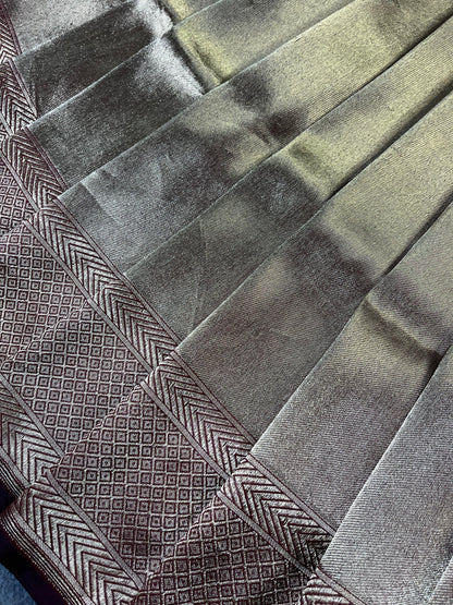 MARRON ROSE GOLD KATAN TISSUE PURE HANDLOOM BANARASI SAREE