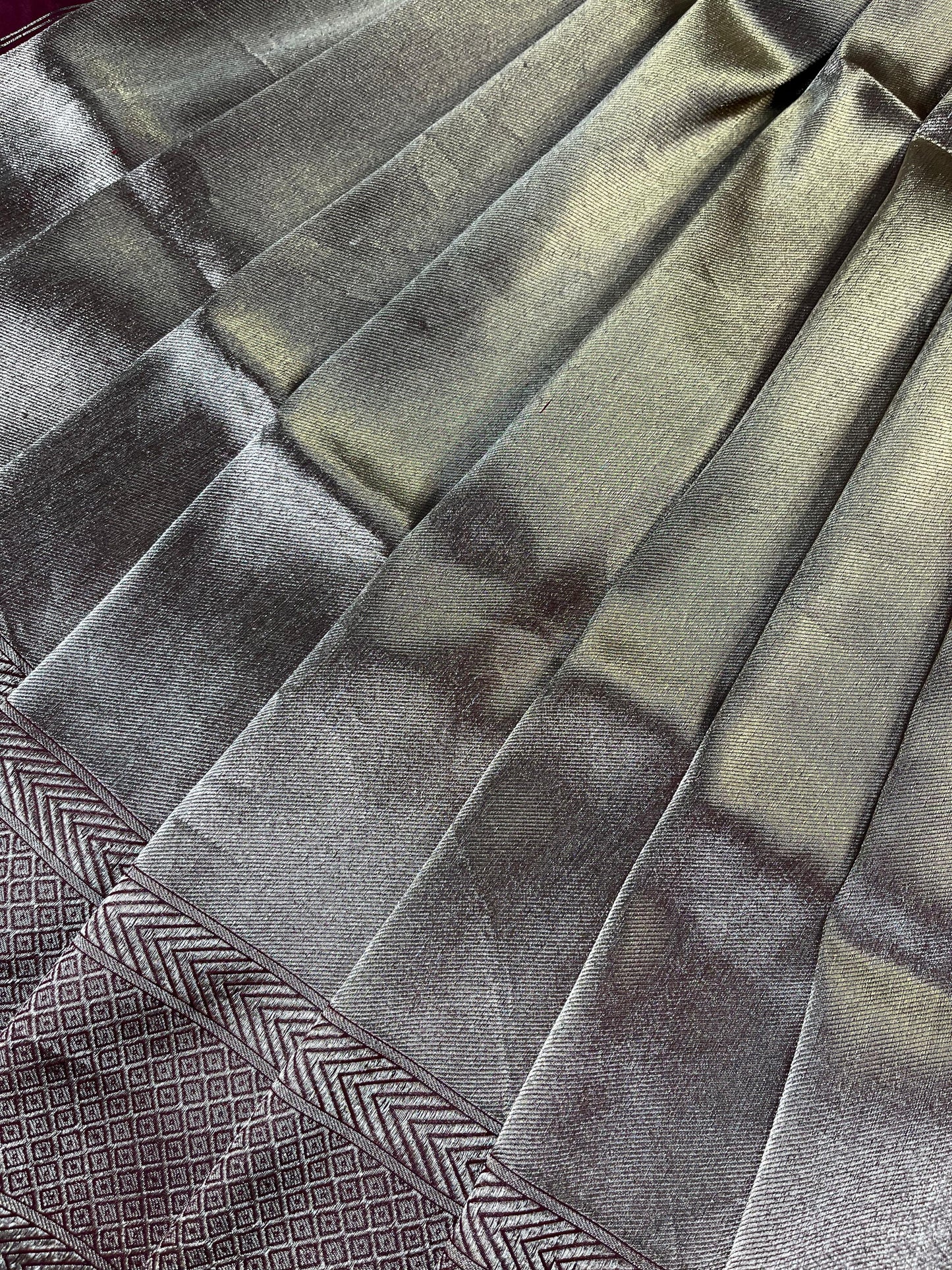 MARRON ROSE GOLD KATAN TISSUE PURE HANDLOOM BANARASI SAREE