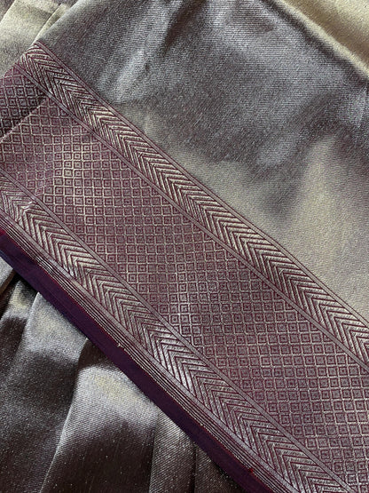 MARRON ROSE GOLD KATAN TISSUE PURE HANDLOOM BANARASI SAREE