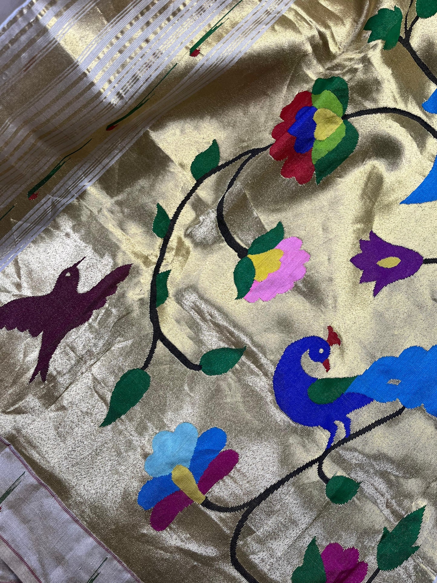 IVORY TISSUE PURE HANDLOOM PAITHANI SAREE