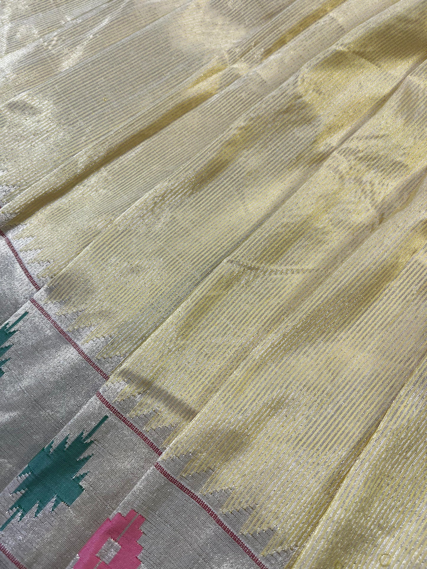 LIGHT YELLOW TISSUE PURE HANDLOOM PAITHANI SAREE