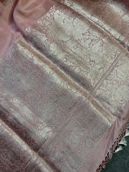 PINK DOUBLE SILK PURE HANDLOOM BANARASI SAREE