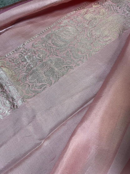 PINK DOUBLE SILK PURE HANDLOOM BANARASI SAREE