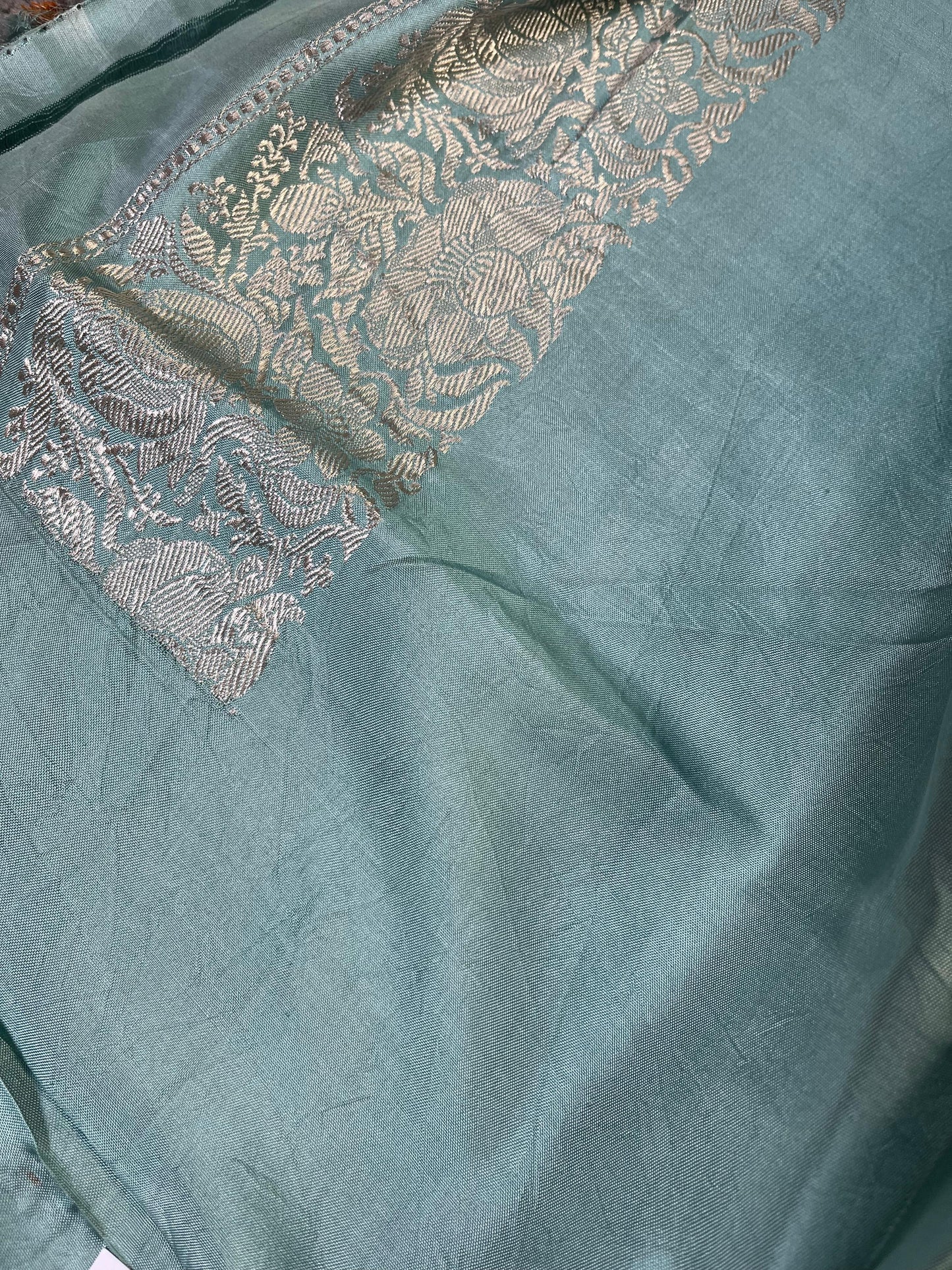 ICE BLUE DOUBLE SILK PURE HANDLOOM BANARASI SAREE