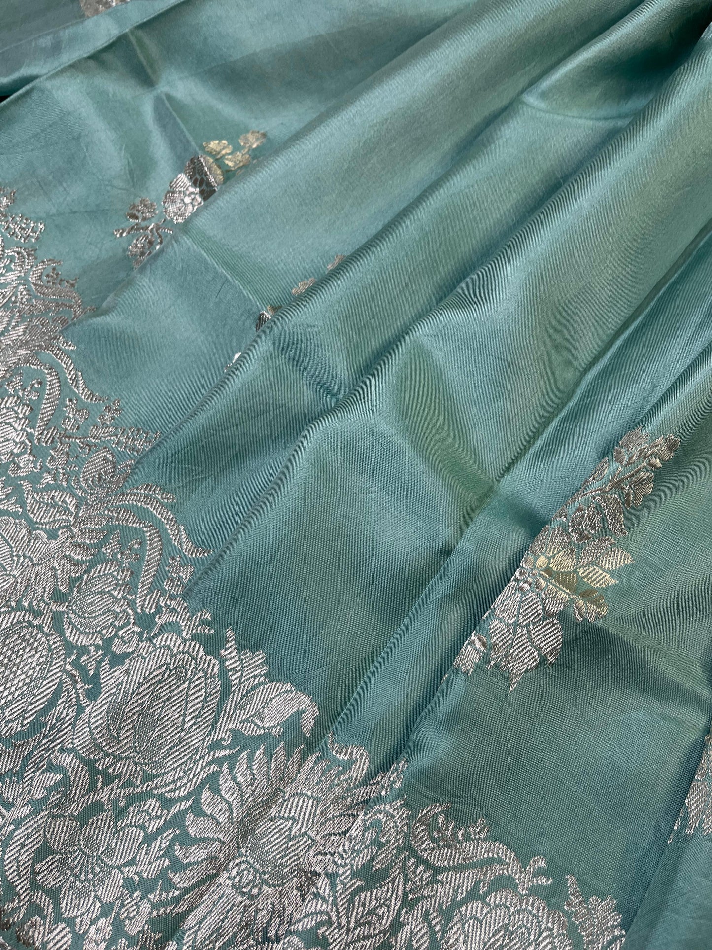 ICE BLUE DOUBLE SILK PURE HANDLOOM BANARASI SAREE