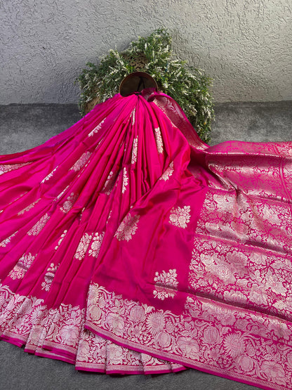 PINK DOUBLE SILK PURE HANDLOOM BANARASI SAREE