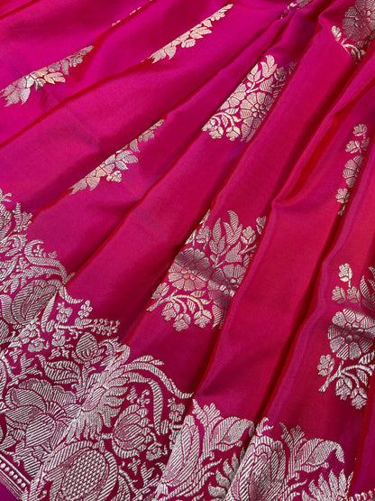 PINK DOUBLE SILK PURE HANDLOOM BANARASI SAREE