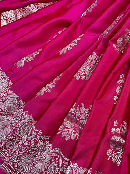 PINK DOUBLE SILK PURE HANDLOOM BANARASI SAREE