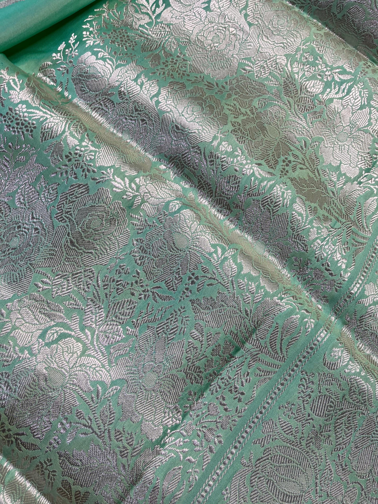 SEA GREEN DOUBLE SILK PURE HANDLOOM BANARASI SAREE