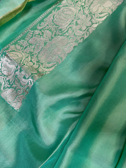 SEA GREEN DOUBLE SILK PURE HANDLOOM BANARASI SAREE