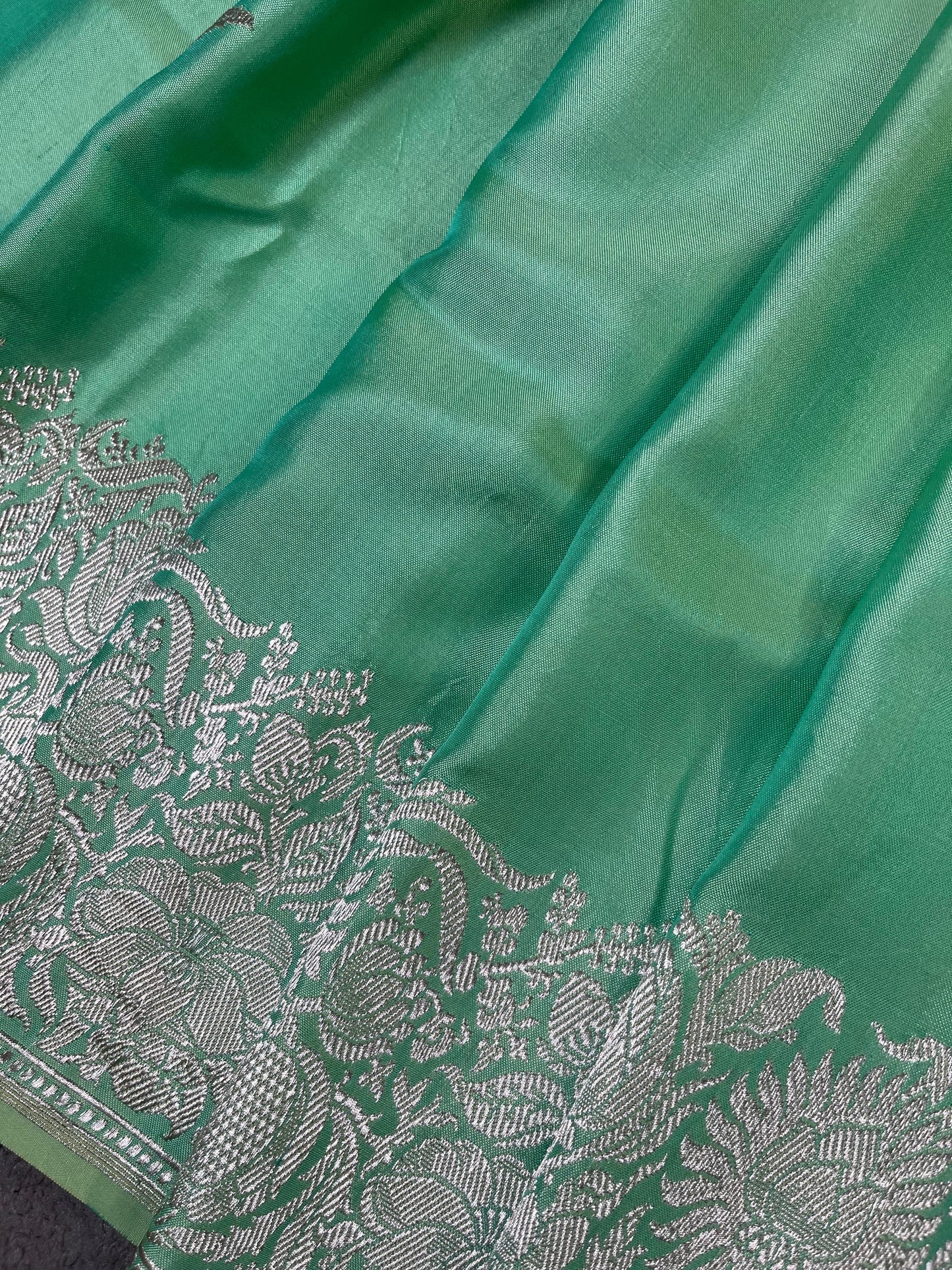SEA GREEN DOUBLE SILK PURE HANDLOOM BANARASI SAREE
