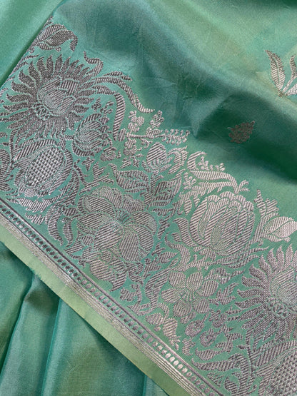 SEA GREEN DOUBLE SILK PURE HANDLOOM BANARASI SAREE