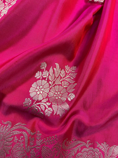 PINK DOUBLE SILK PURE HANDLOOM BANARASI SAREE