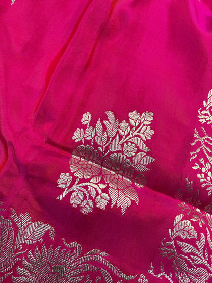 PINK DOUBLE SILK PURE HANDLOOM BANARASI SAREE