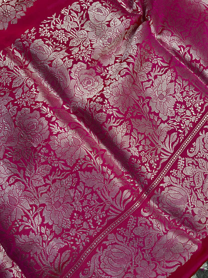 PINK DOUBLE SILK PURE HANDLOOM BANARASI SAREE