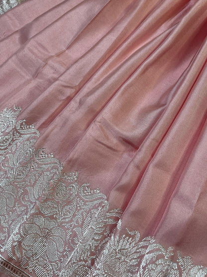 PINK DOUBLE SILK PURE HANDLOOM BANARASI SAREE