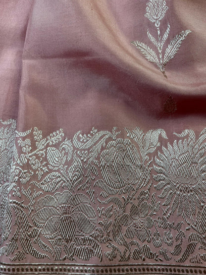 PINK DOUBLE SILK PURE HANDLOOM BANARASI SAREE