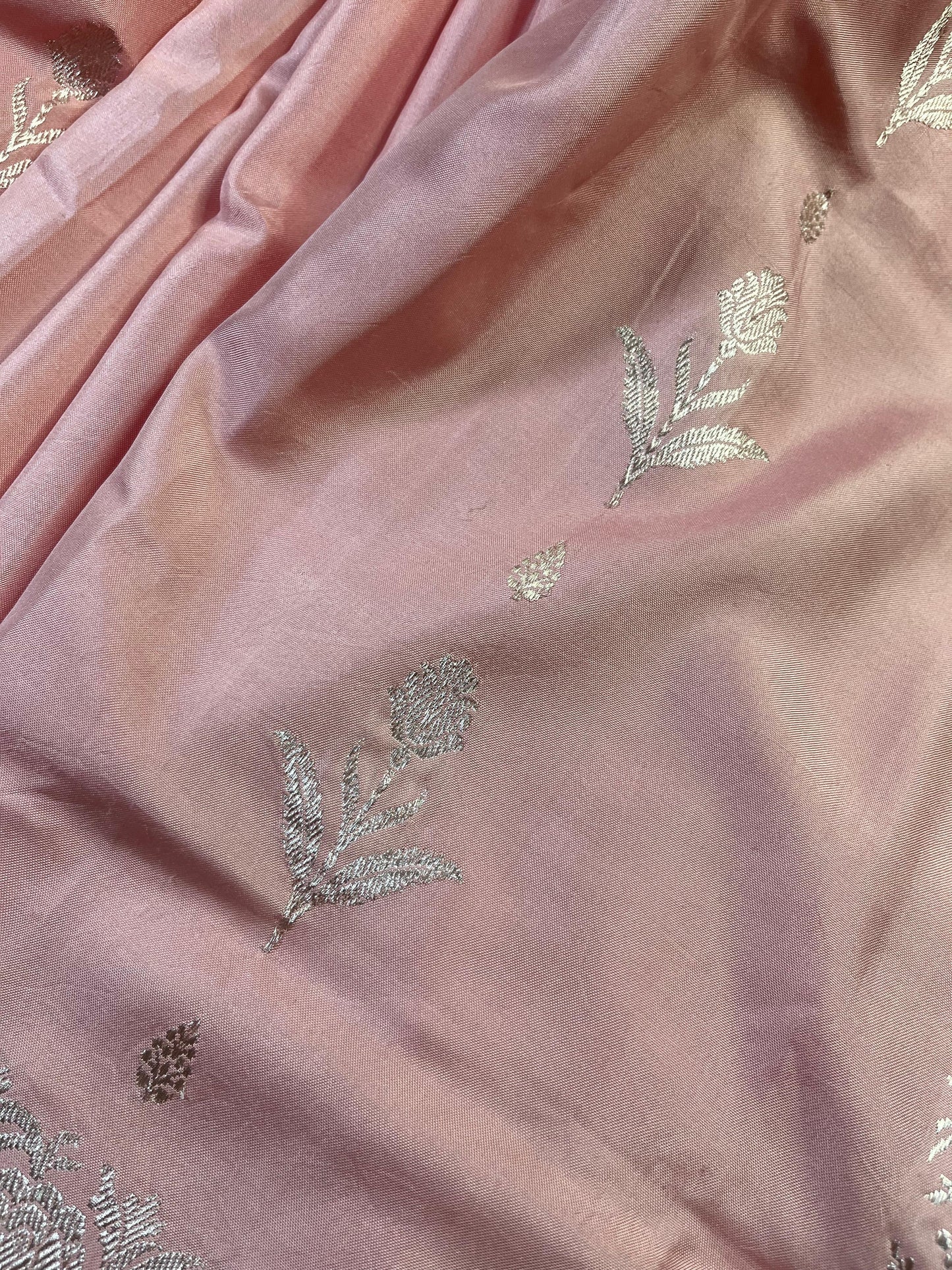 PINK DOUBLE SILK PURE HANDLOOM BANARASI SAREE