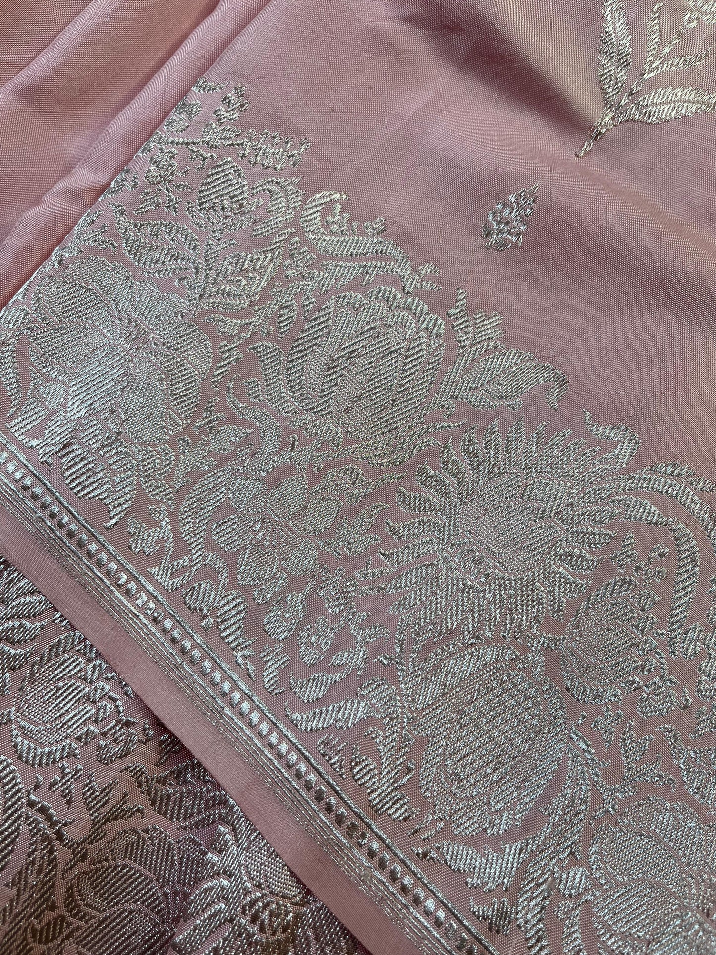 PINK DOUBLE SILK PURE HANDLOOM BANARASI SAREE