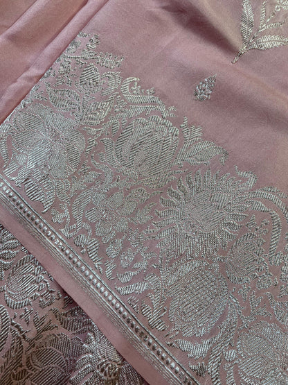 PINK DOUBLE SILK PURE HANDLOOM BANARASI SAREE