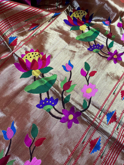 PURPLE SILK PURE HANDLOOM PAITHANI SAREE