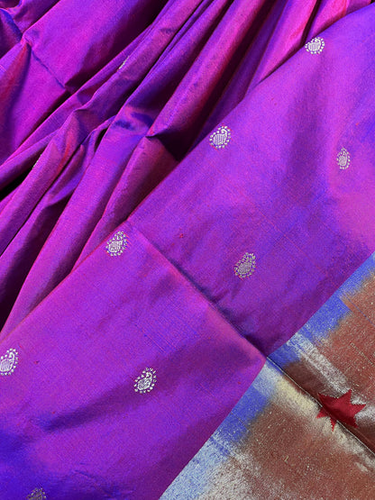 PURPLE SILK PURE HANDLOOM PAITHANI SAREE
