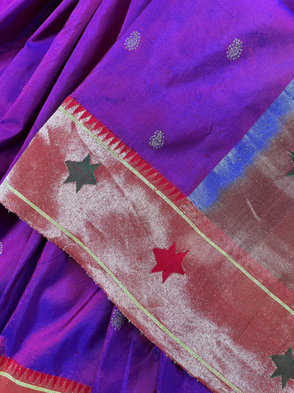 PURPLE SILK PURE HANDLOOM PAITHANI SAREE