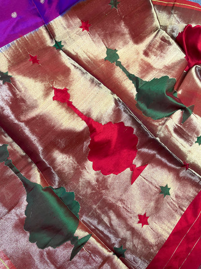 PURPLE SILK PURE HANDLOOM PAITHANI SAREE