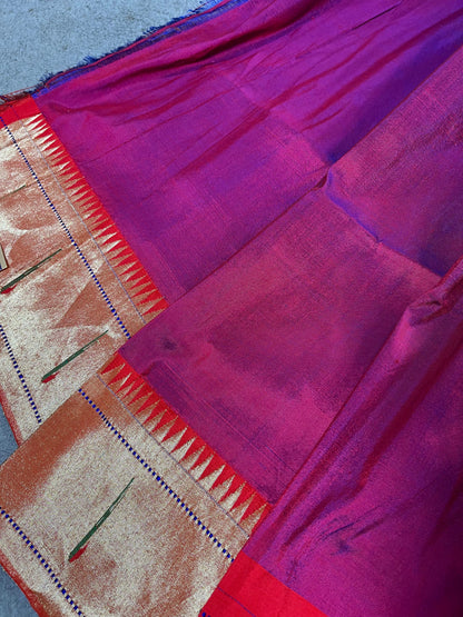 PURPLE SILK PURE HANDLOOM PAITHANI SAREE