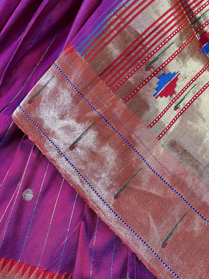 PURPLE SILK PURE HANDLOOM PAITHANI SAREE