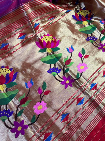 PURPLE SILK PURE HANDLOOM PAITHANI SAREE