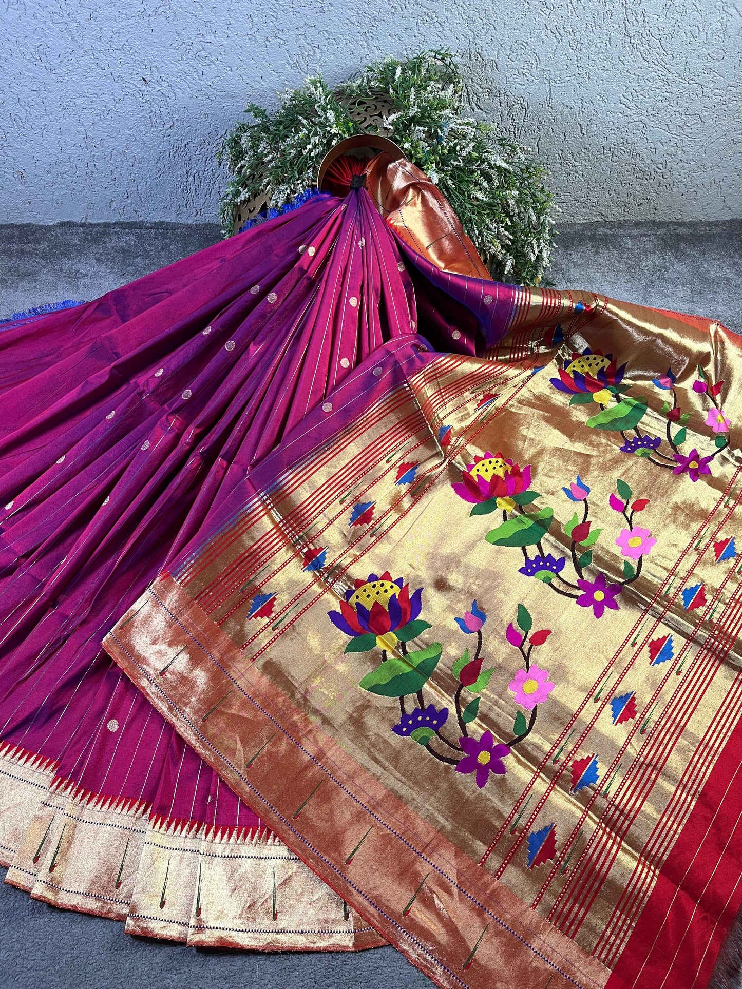 PURPLE SILK PURE HANDLOOM PAITHANI SAREE