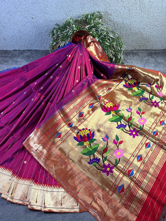 PURPLE SILK PURE HANDLOOM PAITHANI SAREE