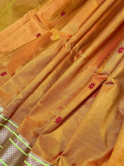 ORANGE SILK PURE HANDLOOM PAITHANI SAREE