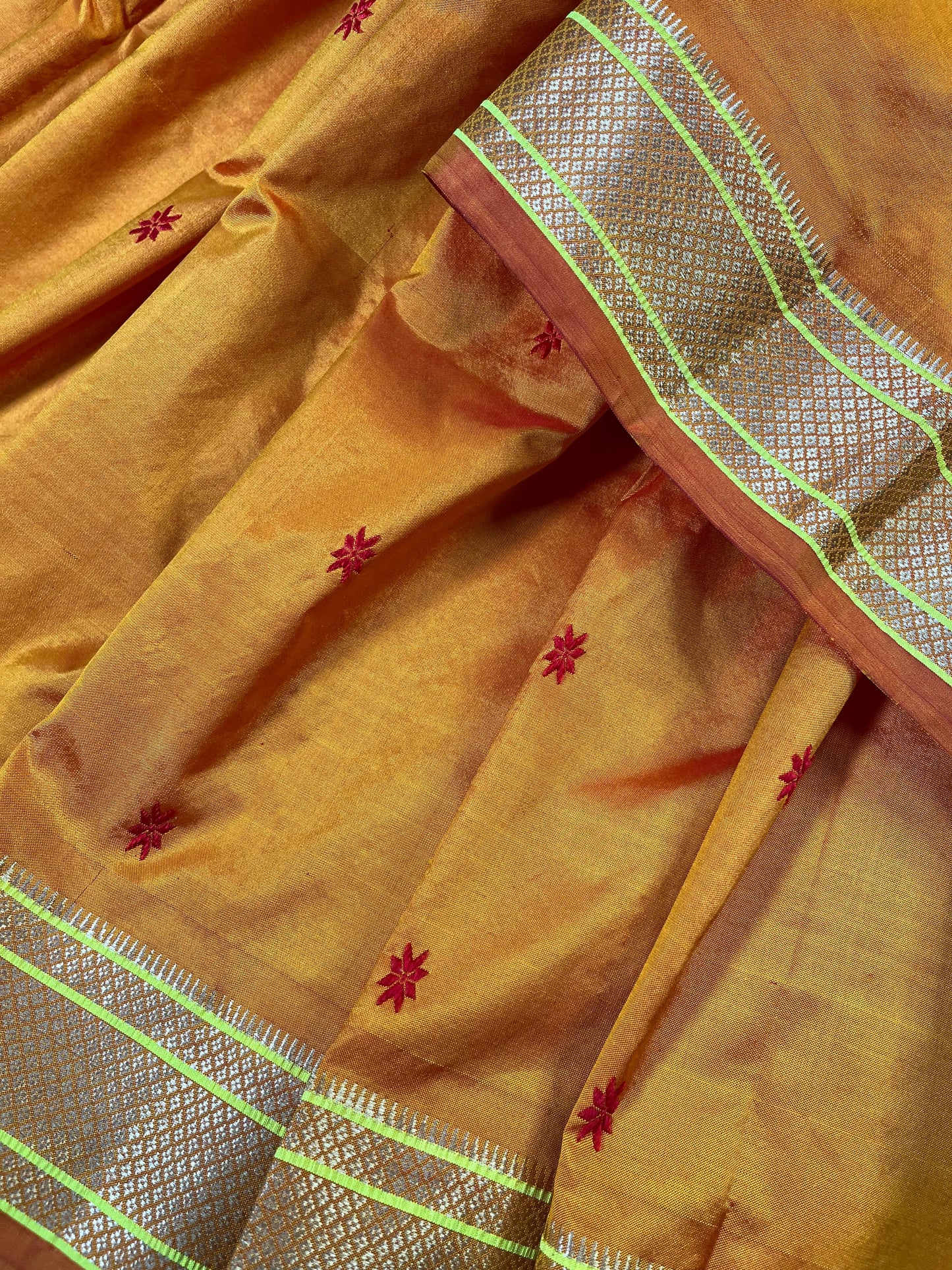 ORANGE SILK PURE HANDLOOM PAITHANI SAREE