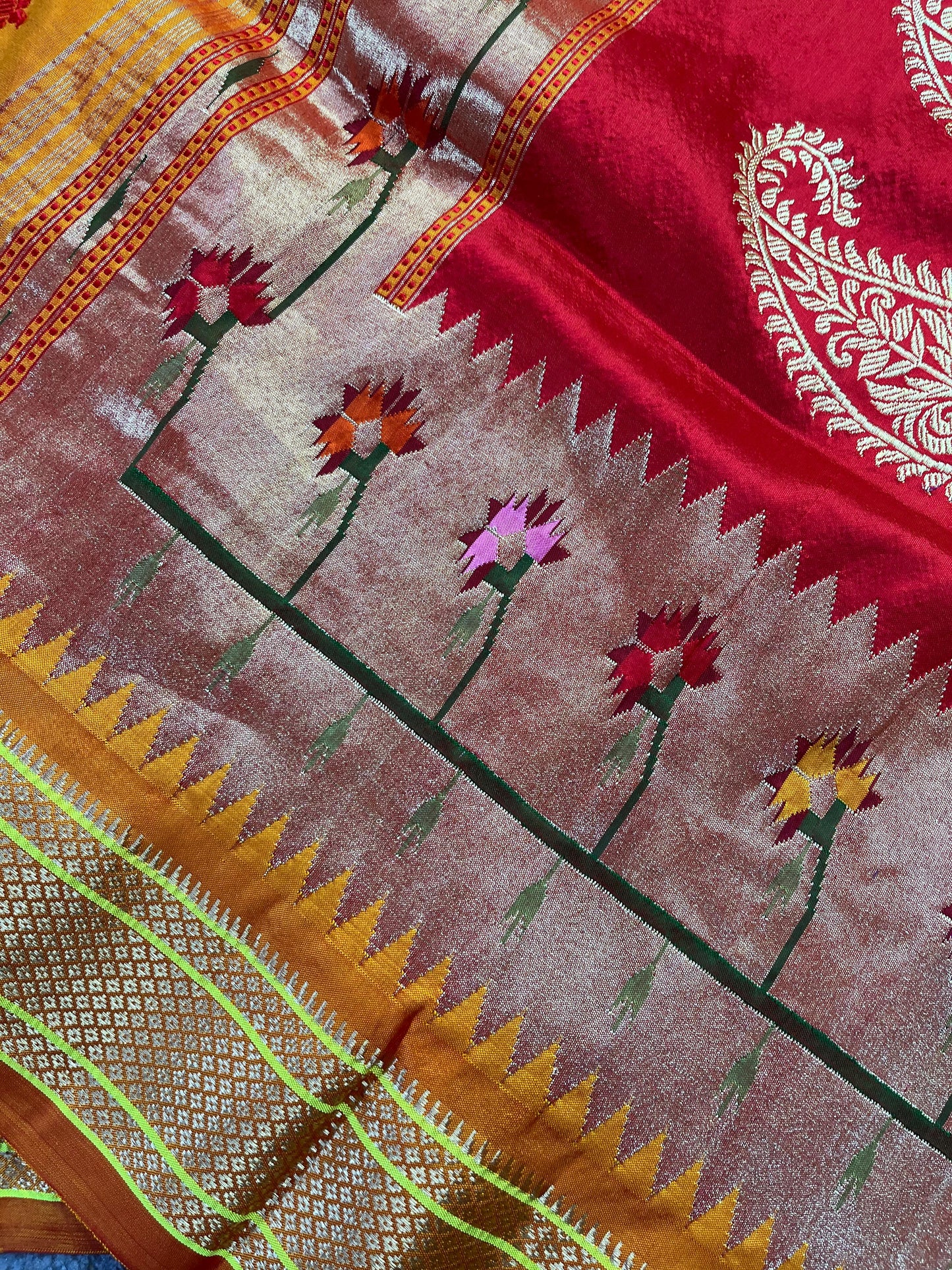 ORANGE SILK PURE HANDLOOM PAITHANI SAREE