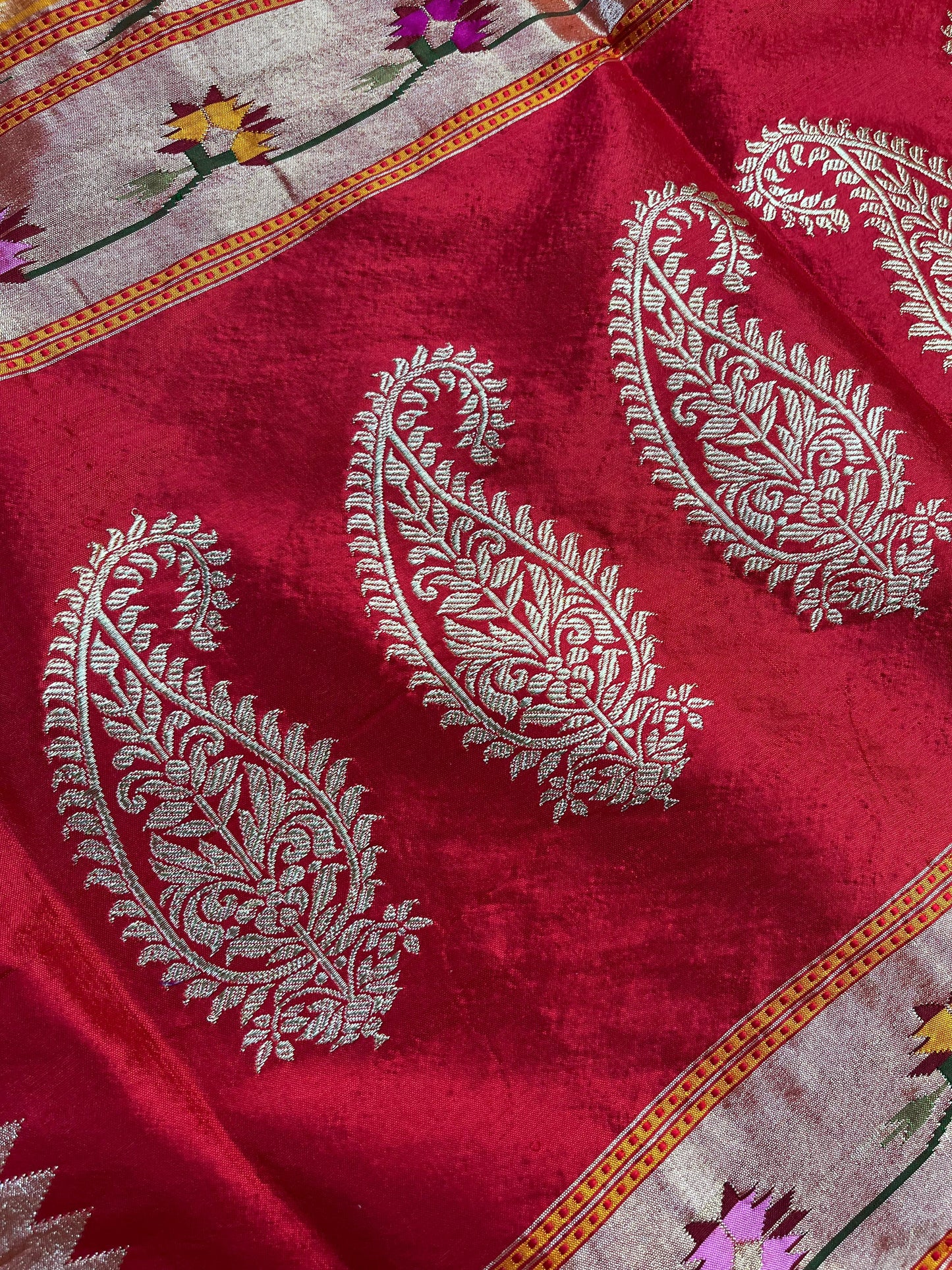ORANGE SILK PURE HANDLOOM PAITHANI SAREE