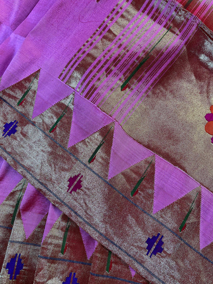 PINK SILK PURE HANDLOOM PAITHANI SAREE