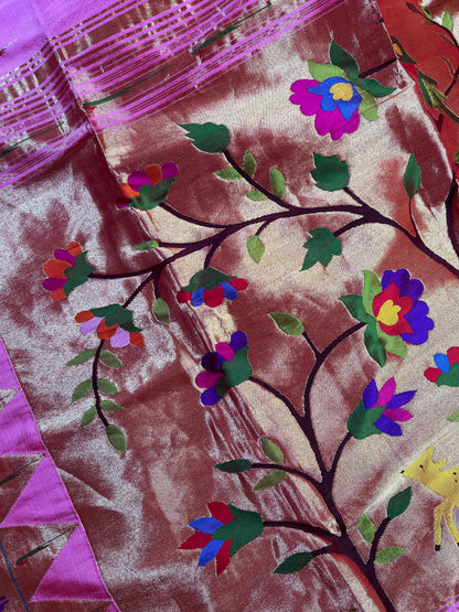 PINK SILK PURE HANDLOOM PAITHANI SAREE