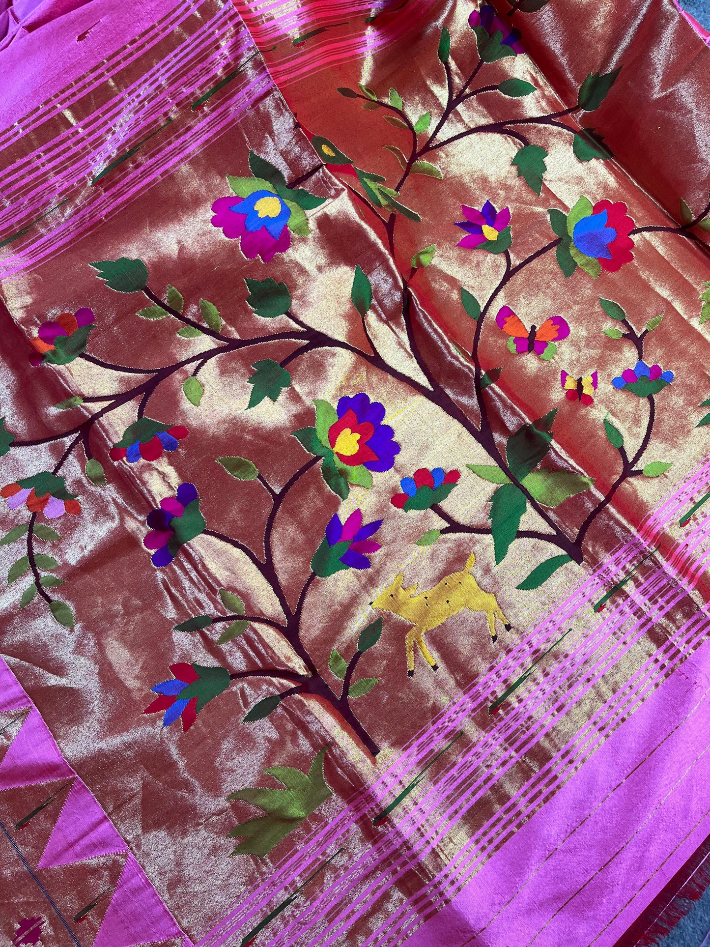 PINK SILK PURE HANDLOOM PAITHANI SAREE