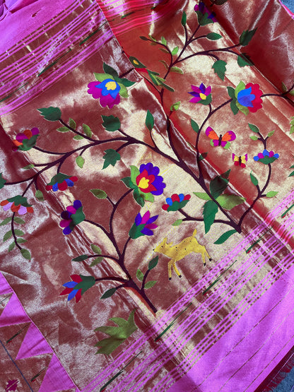 PINK SILK PURE HANDLOOM PAITHANI SAREE