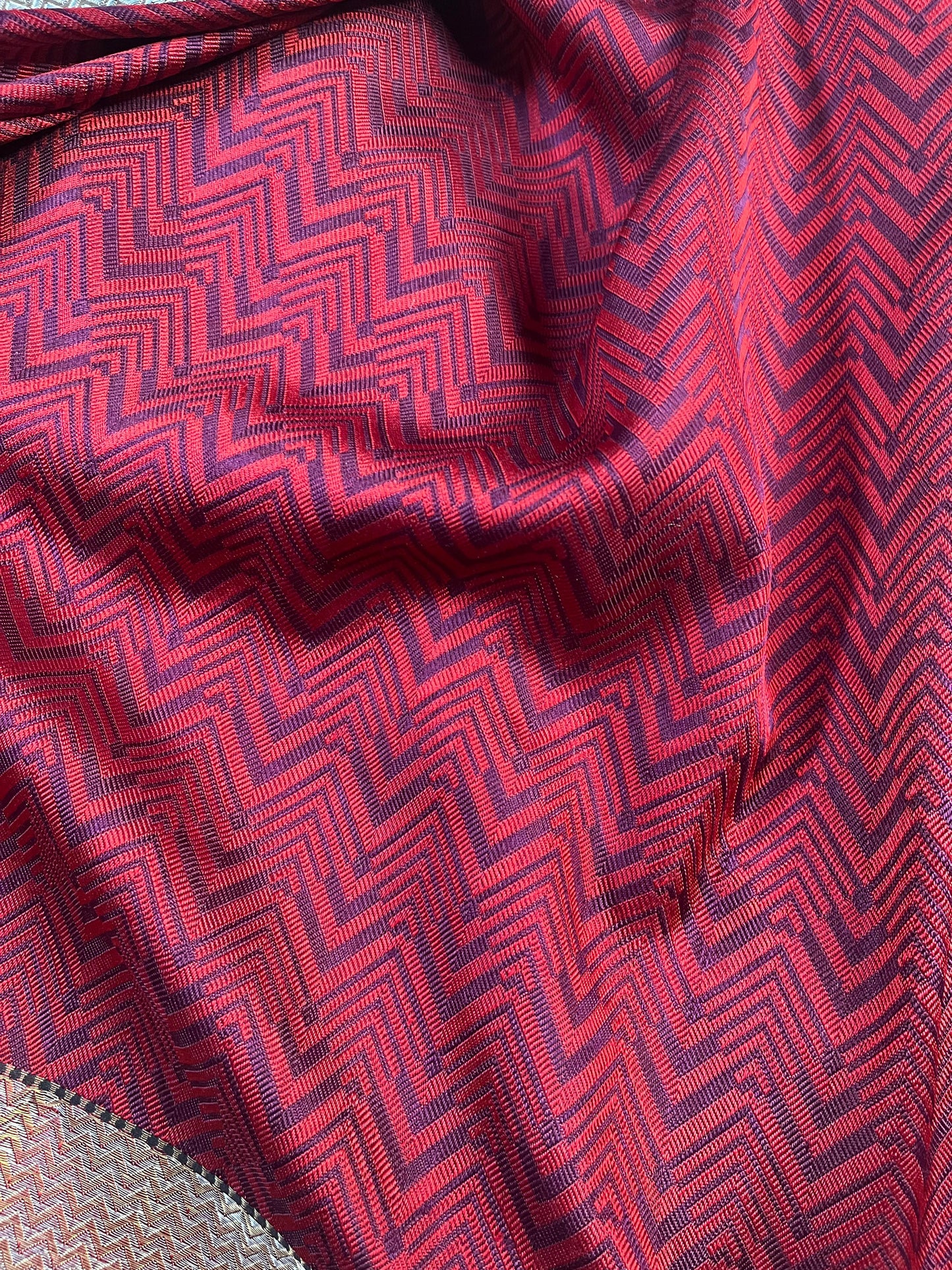 RED AND WINE SILK PURE HANDLOOM DO RUKHI BANARASI SAREE