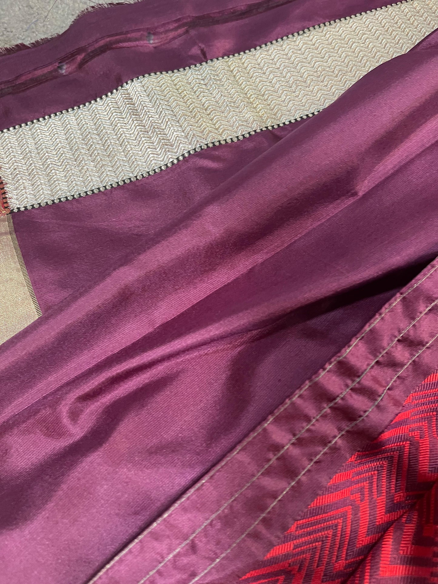 RED AND WINE SILK PURE HANDLOOM DO RUKHI BANARASI SAREE
