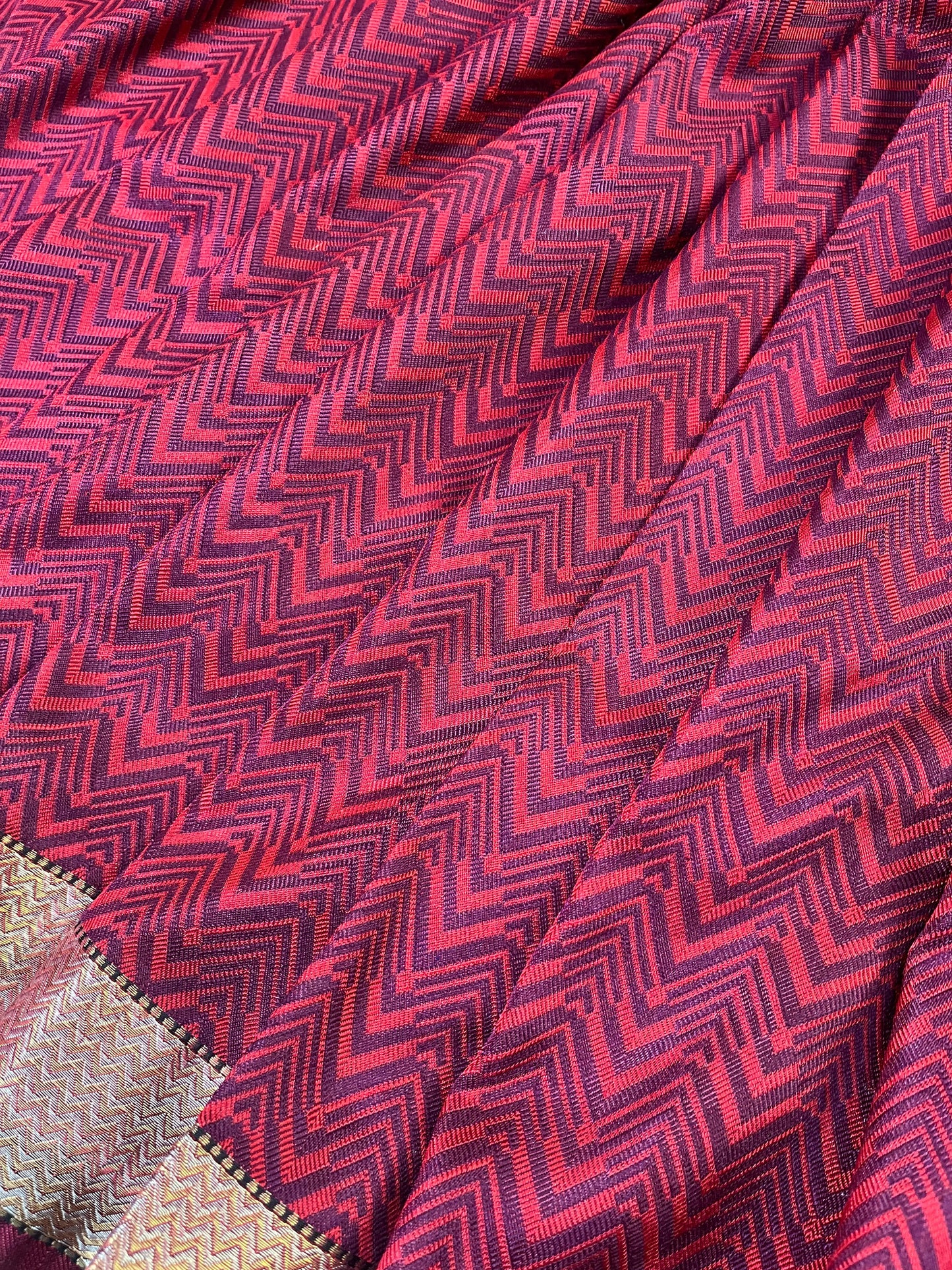 RED AND WINE SILK PURE HANDLOOM DO RUKHI BANARASI SAREE
