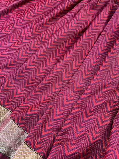 RED AND WINE SILK PURE HANDLOOM DO RUKHI BANARASI SAREE