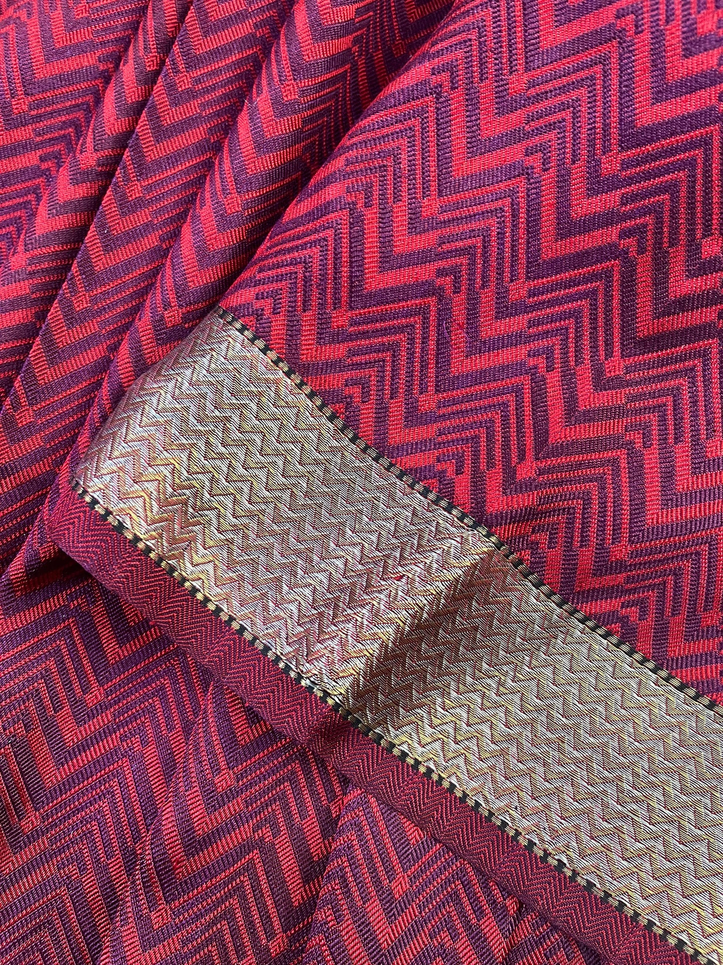 RED AND WINE SILK PURE HANDLOOM DO RUKHI BANARASI SAREE